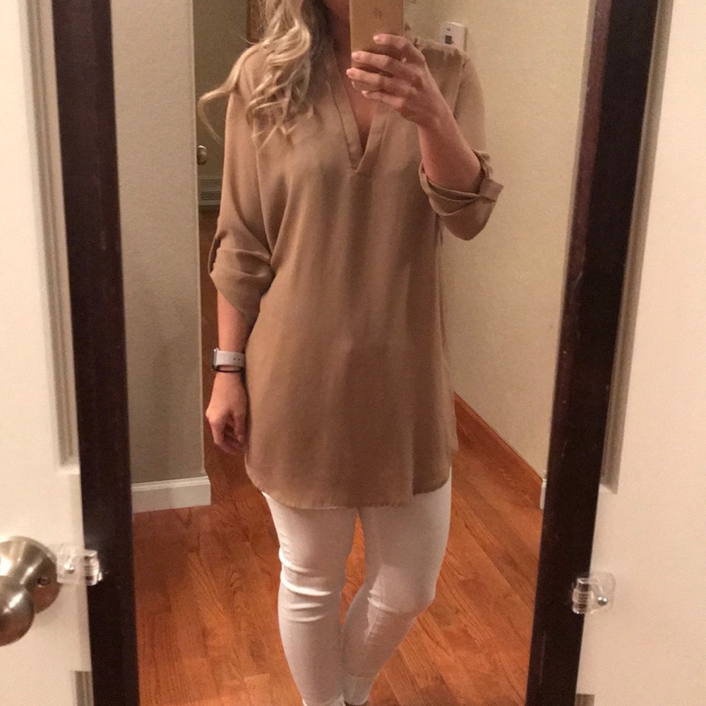Tan tunic blouse